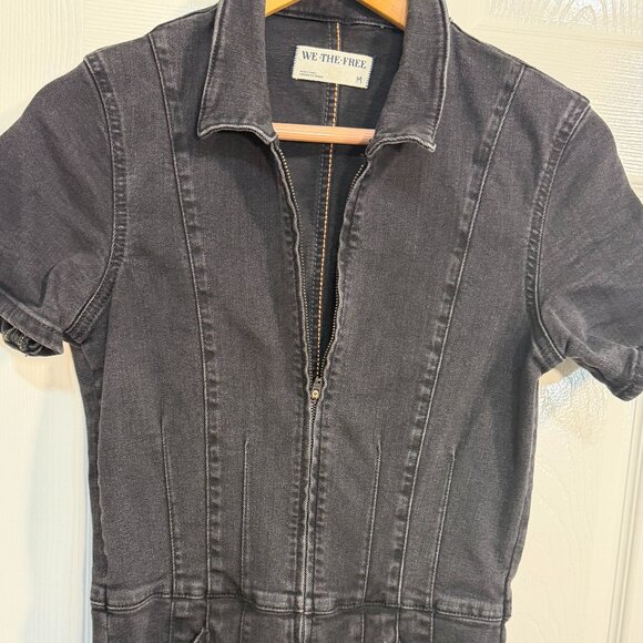 Free People We The Free Jumpsuit Womens Small Blue Denim Whimsy Jade Flare Leg - Picture 6 of 11